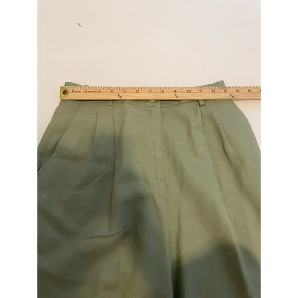 Vintage Talbots Size 10 Petite High Waist Linen Blend Shorts Green Pleated Front - Picture 4 of 6